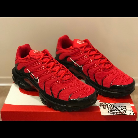 NEW Nike Air Max Plus Red Black Running Vapormax - Picture 3 of 8